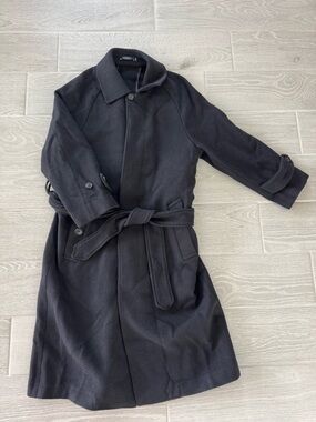 SUITSUPPLY Cashmere/Wool Opera Piemontese Black Belted Headington Coat Size 32
